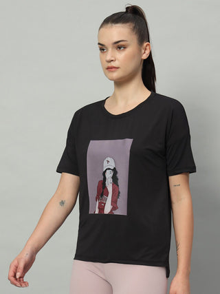 MKH Women Black Comfortable Gym Wear T-Shirt for Activity
