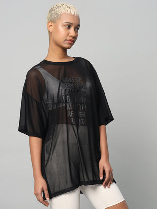 MKH Womens Black Breathable Mesh T-Shirt Casual Workout Wear