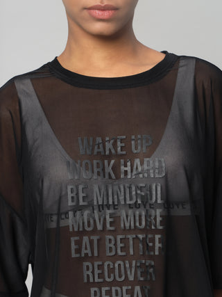 MKH Womens Black Breathable Mesh T-Shirt Casual Workout Wear