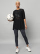MKH Black Mesh Loose Fit T Shirt Womens Athleisure