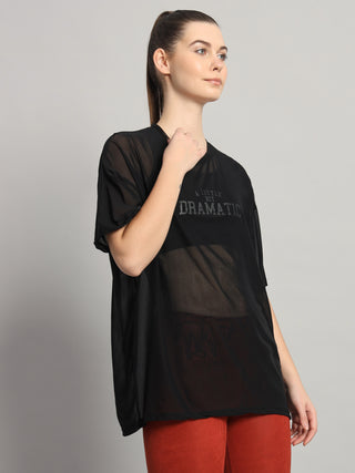 MKH Black Mesh Workout T-Shirt Womens Loose Activewear Fit