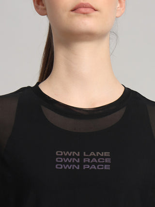 MKH Black Mesh Oversized T-Shirt Womens Sporty Gym Layer