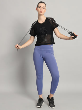 MKH Black Mesh Crop T-Shirt Women Gym And Fitness Style