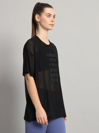 MKH Black Lightweight Mesh T-Shirt Womens Casual Activewear