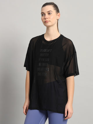 MKH Black Lightweight Mesh T-Shirt Womens Casual Activewear