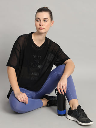MKH Black Lightweight Mesh T-Shirt Womens Casual Activewear