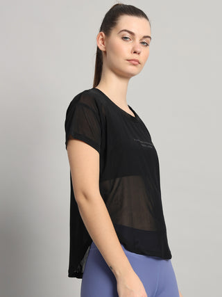 MKH Sheer Black Mesh Gym  Breathable T-Shirt