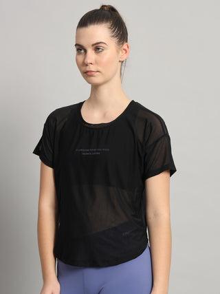 MKH Sheer Black Mesh Gym  Breathable T-Shirt