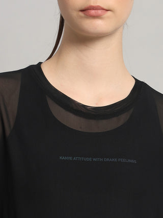 MKH Black Oversized Gym Mesh T-Shirt
