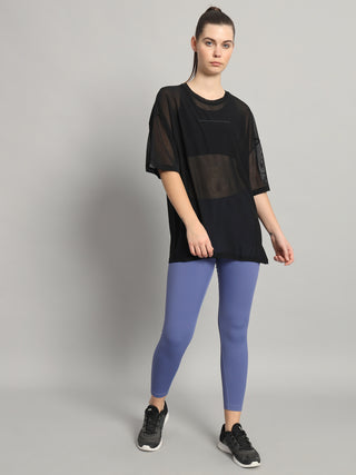 MKH Black Oversized Gym Mesh T-Shirt