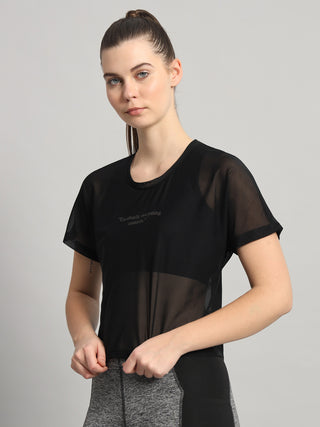 MKH Lightweight Mesh Crop Fit T Shirt Womens Workout