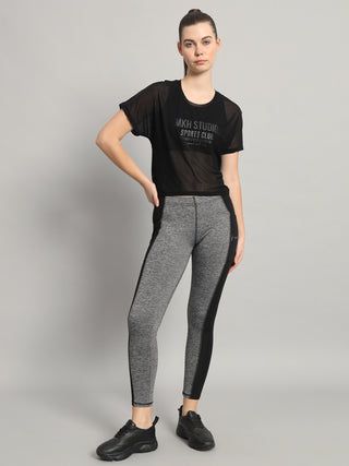 MKH Black Mesh Short Fit T-Shirt Women Yoga Training Wear