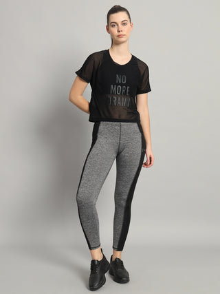 MKH Black Mesh Short Length T-Shirt Women Everyday Athleisure