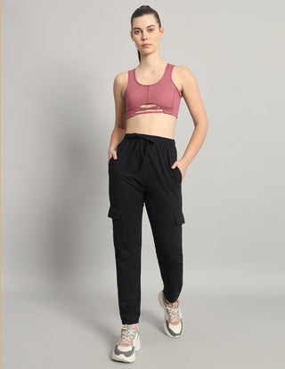 MKH Women Mid-Rise Track Pants with Drawstring Closure