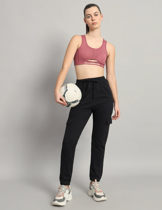 MKH Women Mid-Rise Track Pants with Drawstring Closure
