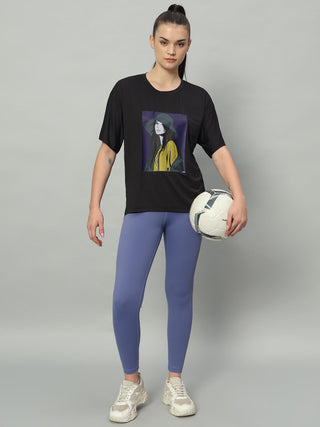 MKH Women Black Breathable Fitness Wear T-Shirt for Outdoor Activity