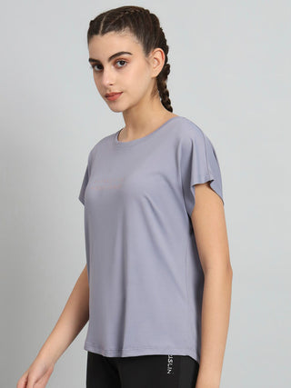 MKH Women Lavender Round Neck Sports T-Shirt