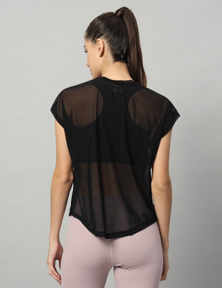 MKH Lightweight Black Mesh T Shirt Womens Everyday Athleisure