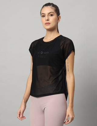 MKH Lightweight Black Mesh T Shirt Womens Everyday Athleisure