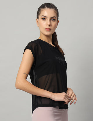 MKH Lightweight Black Mesh T Shirt Womens Everyday Athleisure