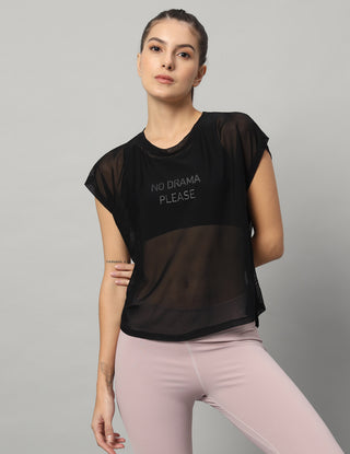 MKH Lightweight Black Mesh T Shirt Womens Everyday Athleisure