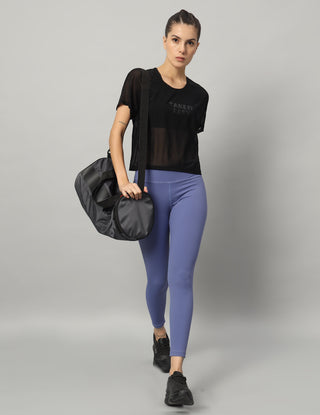 MKH Black Mesh Crop Fit Women Lightweight Training T-Shirt