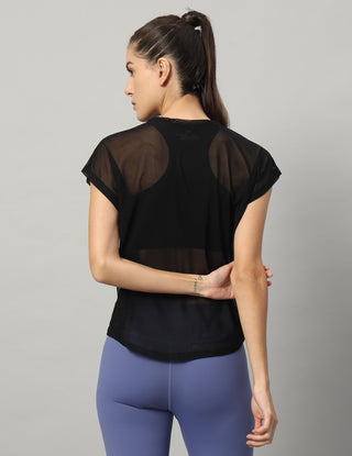 MKH Womens Sheer Mesh Short Fit T Shirt For Athleisure