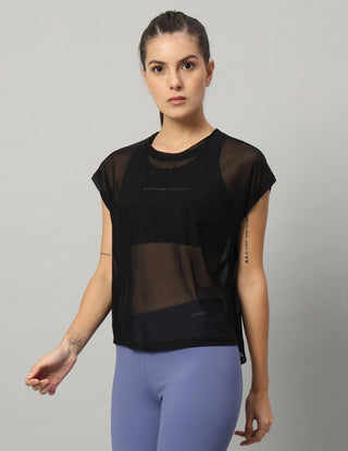 MKH Womens Sheer Mesh Short Fit T Shirt For Athleisure
