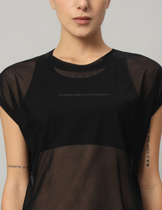 MKH Womens Sheer Mesh Short Fit T Shirt For Athleisure