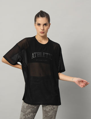 MKH Womens Black Lightweight Mesh Sporty Training T-Shirt