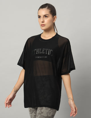 MKH Womens Black Lightweight Mesh Sporty Training T-Shirt