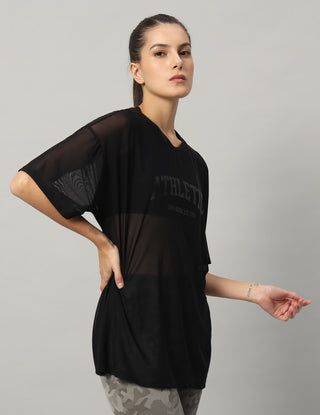 MKH Womens Black Lightweight Mesh Sporty Training T-Shirt