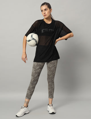 MKH Womens Black Lightweight Mesh Sporty Training T-Shirt