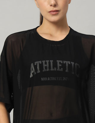 MKH Womens Black Lightweight Mesh Sporty Training T-Shirt