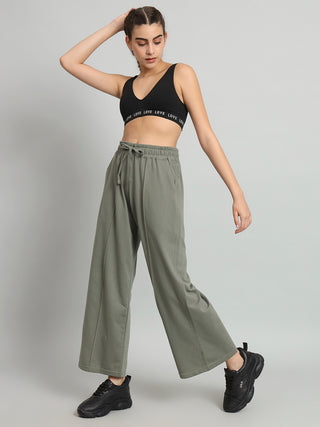 Women Green Mid Rise Sports Track Pants