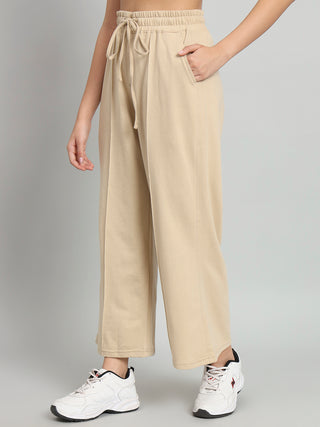 Women Beige Mid Rise Sports Track Pants