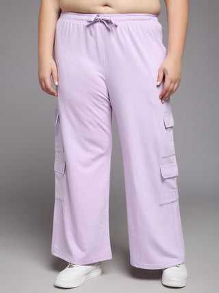 MKH Women Plus Size Purple High Waist Lounge Pants