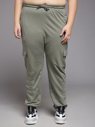 MKH Women Plus Size Green Fitness Track Pants
