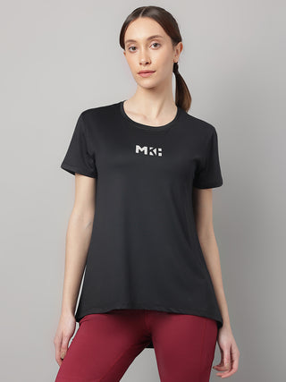 MKH Women Black Lightweight Stretch T-Shirt for Yoga and Training