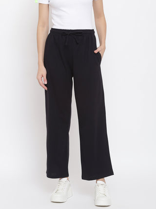 MKH Women Black Mid-Rise Regular Fit Track Pants