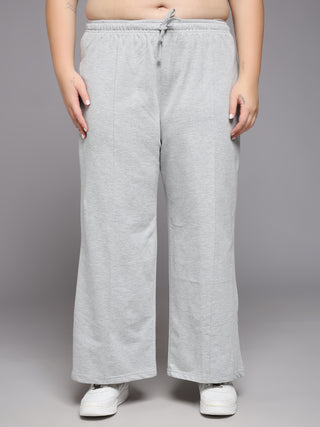 MKH Women Plus Size Grey Wide Leg Workout Pants