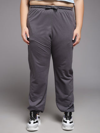 MKH Women Plus Size Grey Flared Track Pants
