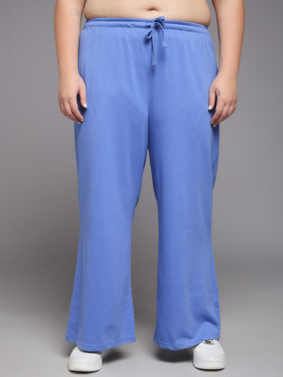 MKH Women Plus Size Blue Gym & Training Track Pants