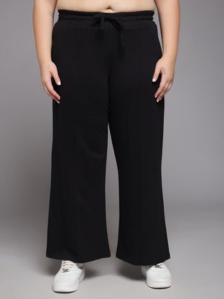MKH Women Plus Size Black Casual Track Pants