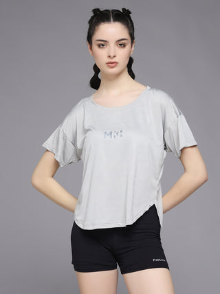 MKH Women Grey Breathable Gym Workout T-Shirt for Daily Activity