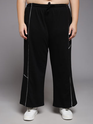 MKH Women Plus Size Black Stretchable Track Pants