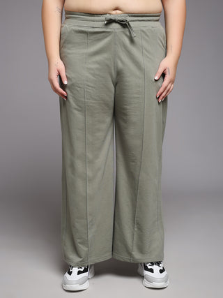 MKH Women Plus Size Green Travel Track Pants