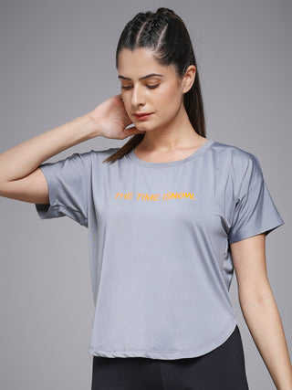 MKH Light Grey Women SweatLock Performance Gym T-Shirt