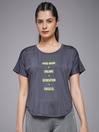 MKH Women Grey Weekend Contemporary Printed T-Shirt