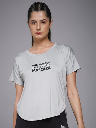 MKH Women Grey Fashion Statement Typography Casual T-Shirt